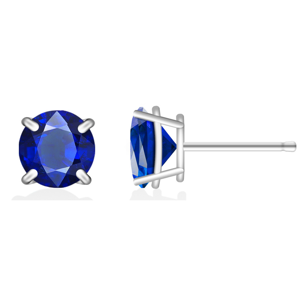 Round Stud .925 Sterling Silver Lab-Created 2ct. Birthstone Earrings - December/ Tanzanite
