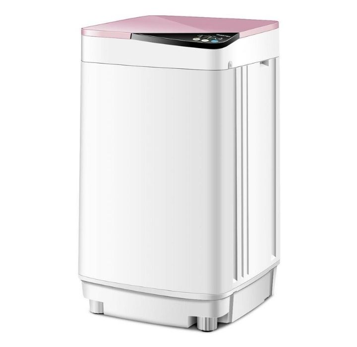 Full-Automatic 10lb UV Disinfecting Light Washing Machine - White and Pink