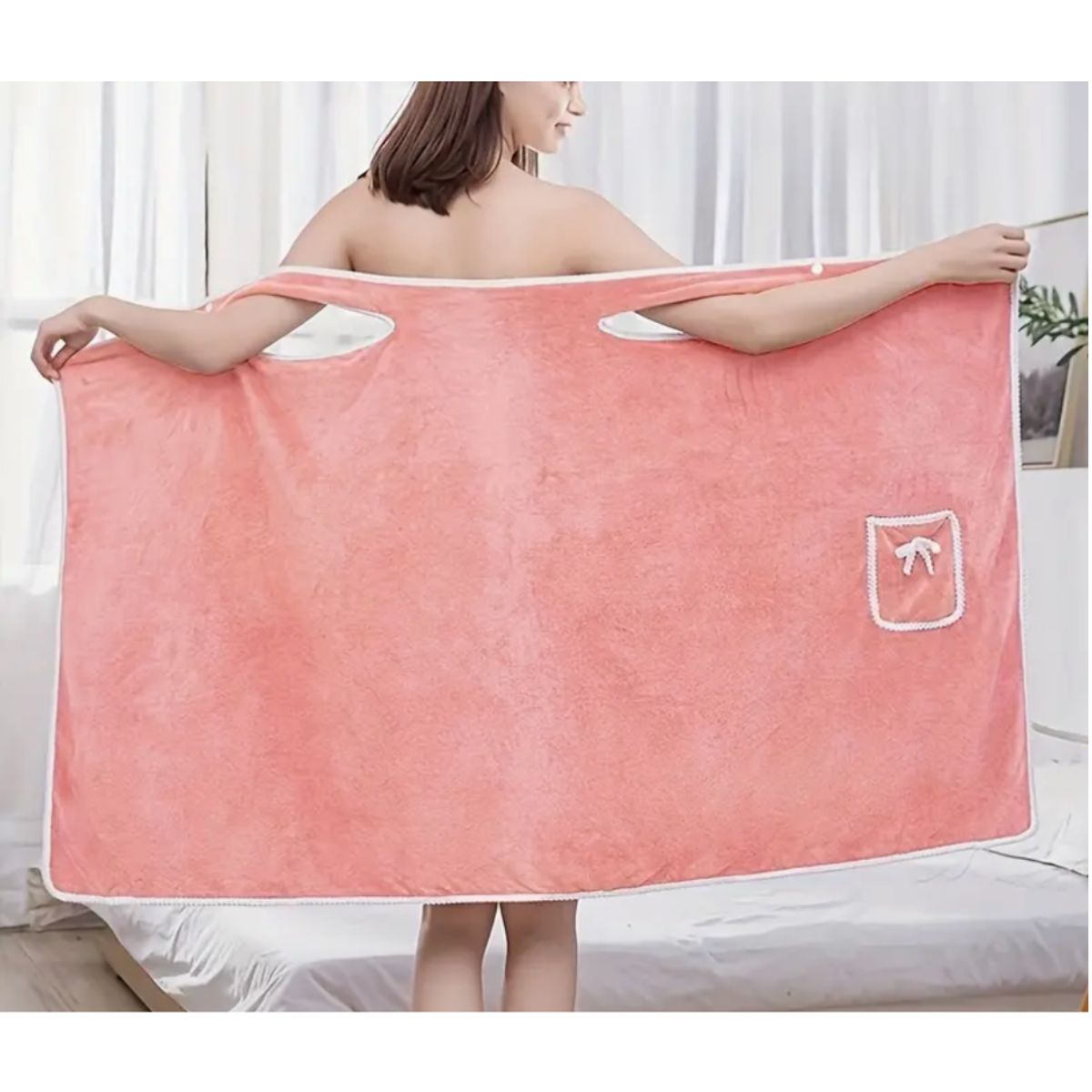 Women's Adjustable Bath Towel Robe - Light Pink