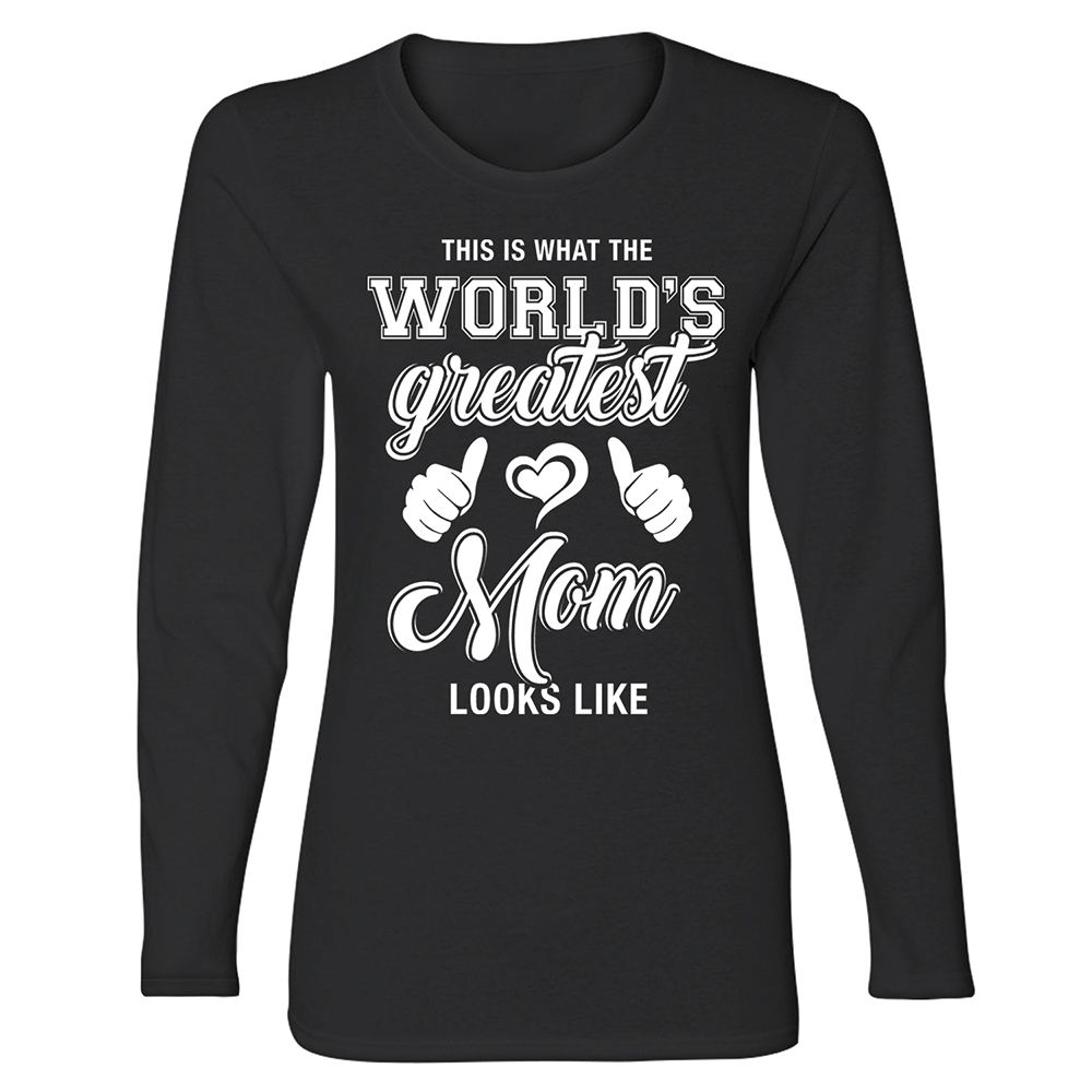 Greatest Blessings Mother's Day Long Sleeve Shirt - World's Mom - Black / 2XL