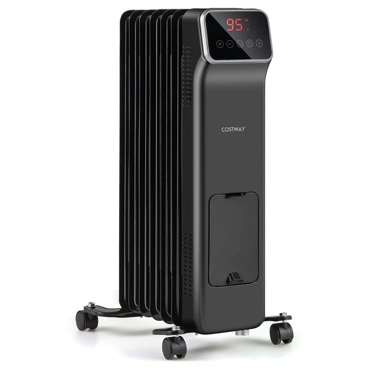 1500W Oil-Filled Radiator Heater with Remote Control - Oil Filled Heater-Black