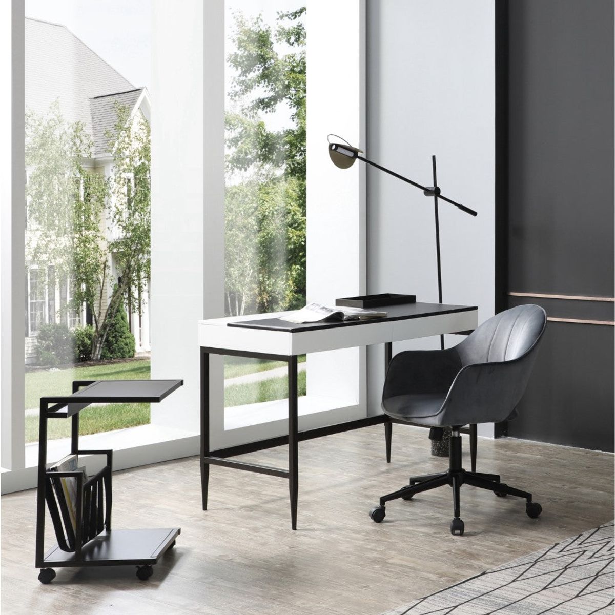 Aubrielle Writing Desk with 2 Drawers - Black/White
