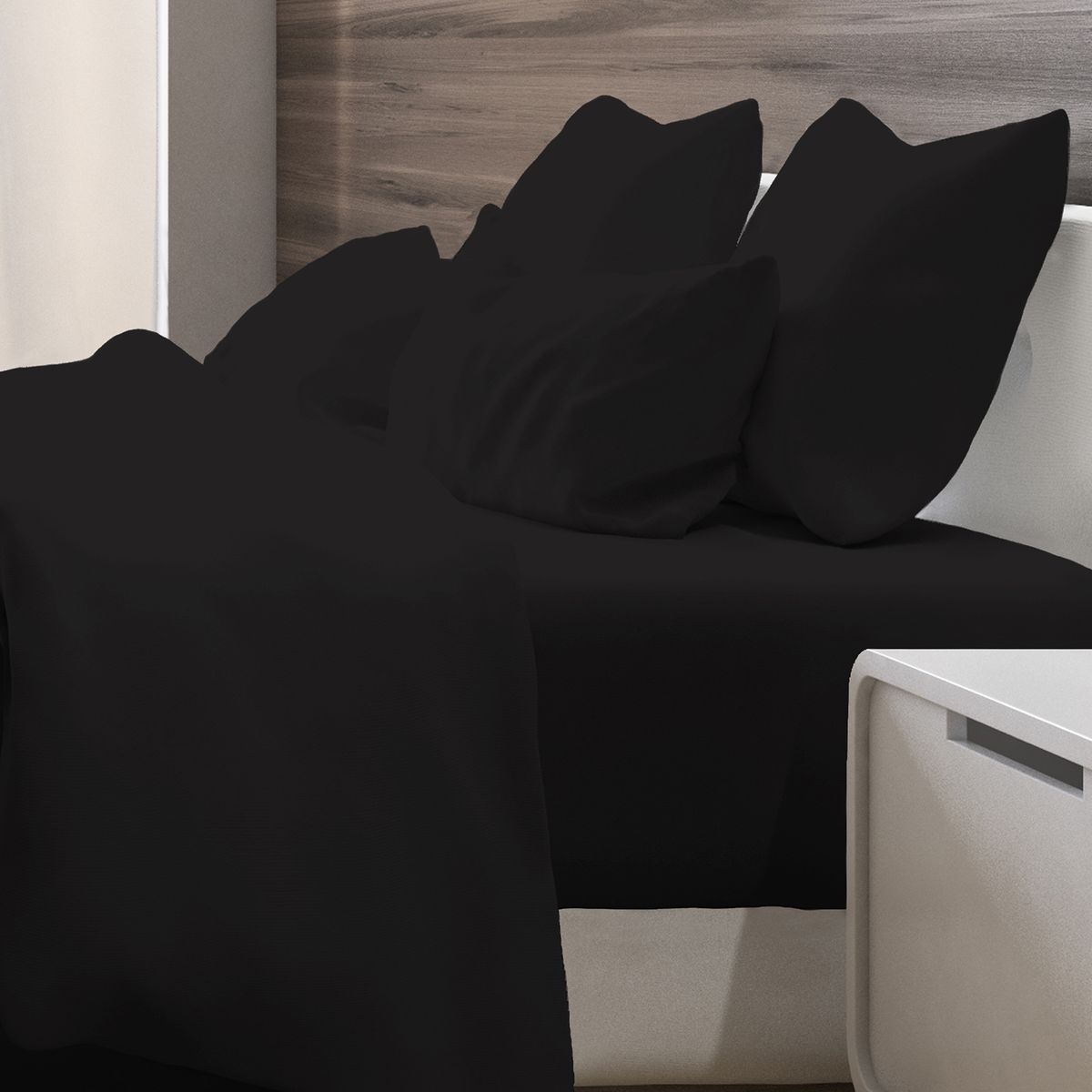 6-Piece Luxury Deep Soft Pocket Sheet Set (Full) - Black - Full