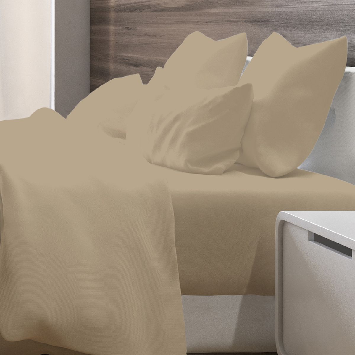 6-Piece Luxury Deep Soft Pocket Sheet Set (Full) - Beige - Full
