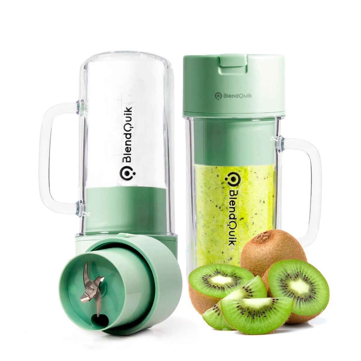 BlendQuik Portable Blender for Shakes and Smoothies, 14 oz. - Matcha Green