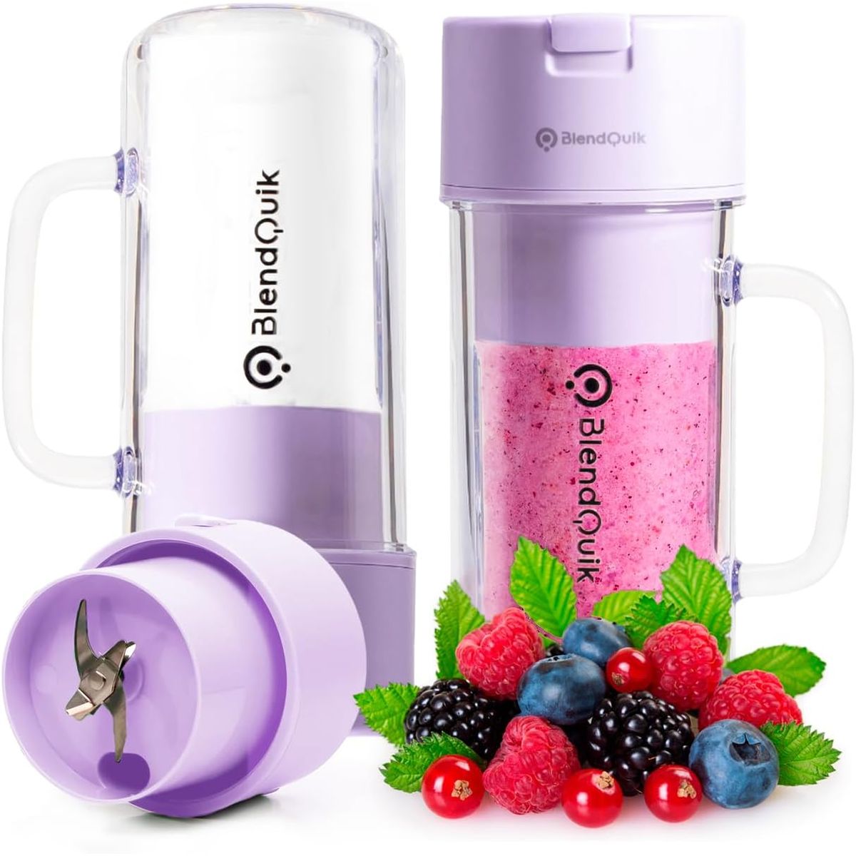 BlendQuik Portable Blender for Shakes and Smoothies, 14 oz. - Purple