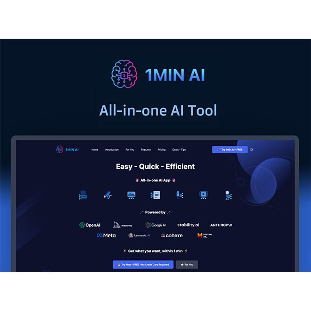 1minAI All-in-One AI Program - Lifetime Subscription [Digital Delivery] - DIGITAL-1MINAI-ADVBIZ-LIFE