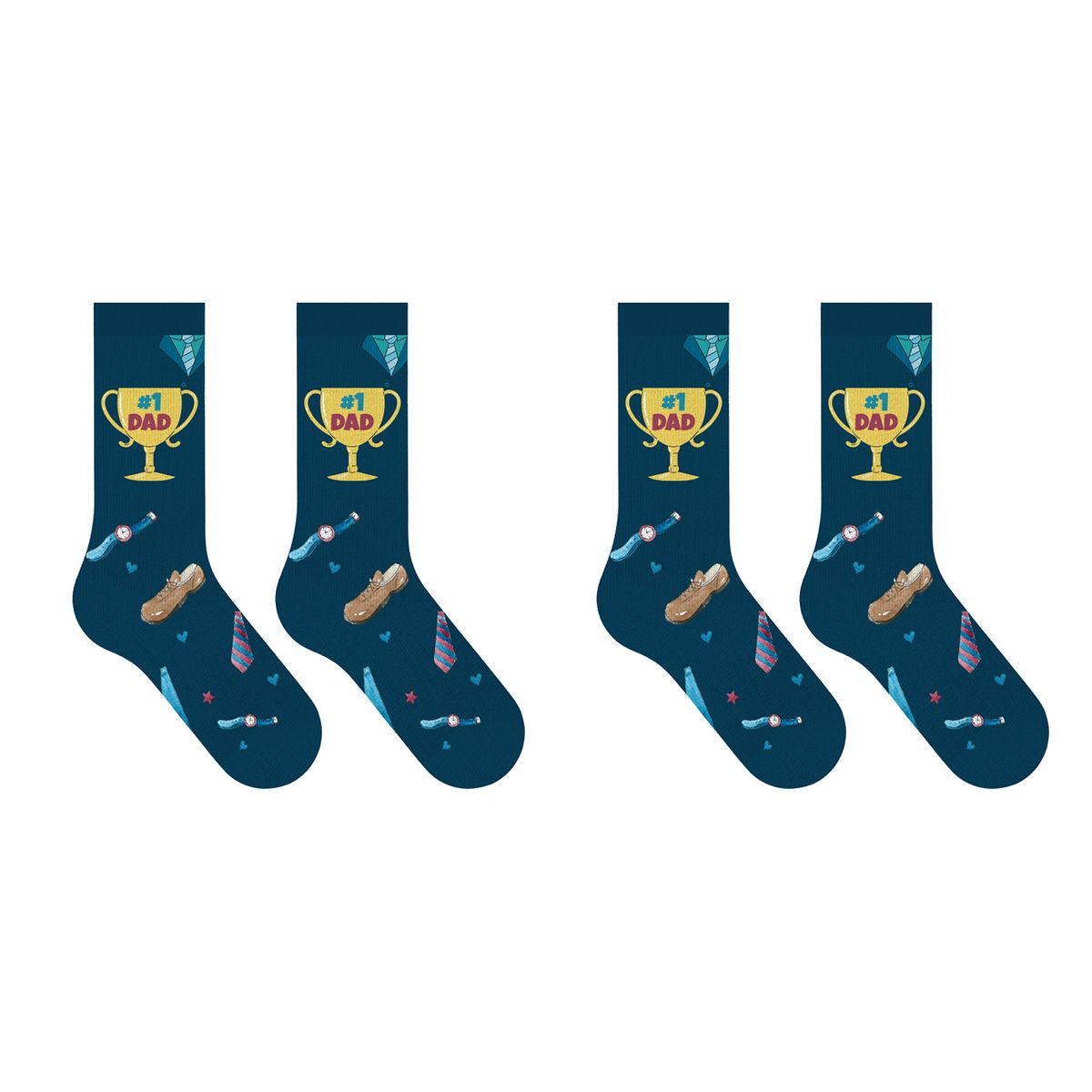 Greeting Card with Fun Crew Length Novelty Socks (2-Pack) - Father
