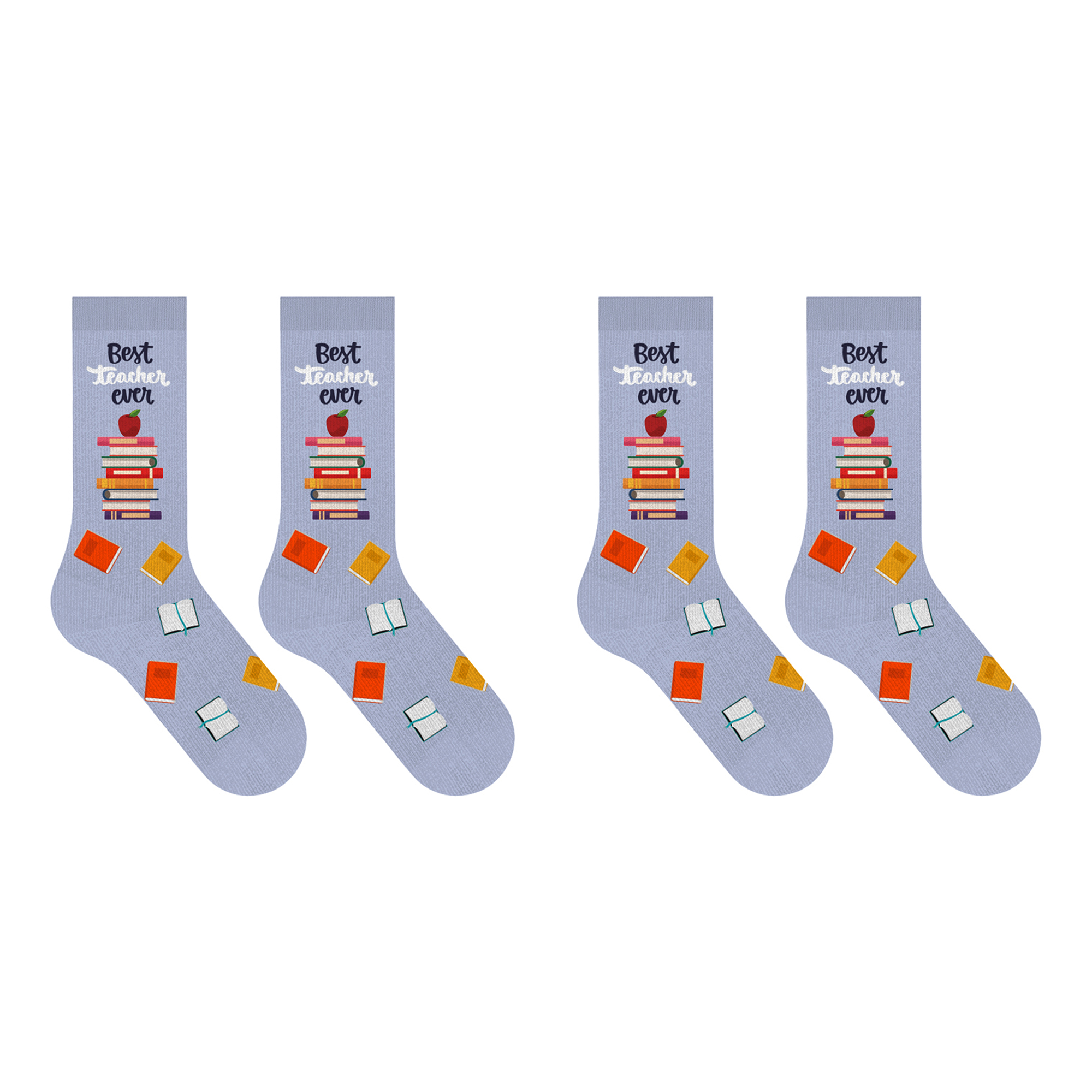 Greeting Card with Fun Crew Length Novelty Socks (2-Pack) - Teacher