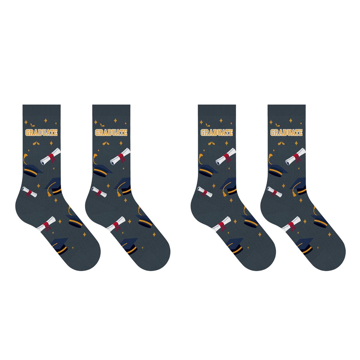 Greeting Card with Fun Crew Length Novelty Socks (2-Pack) - Graduation