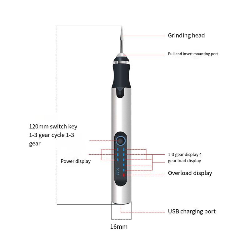 Rechargeable Customizer USB Engraving Pen - Grey
