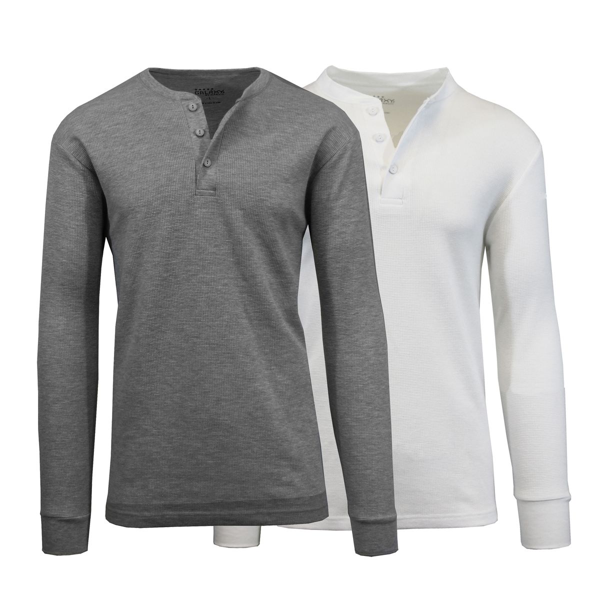Men's Long Sleeve Henley Thermal Shirts (1 or 2-Pack) - 2X-Large - Charcoal + White