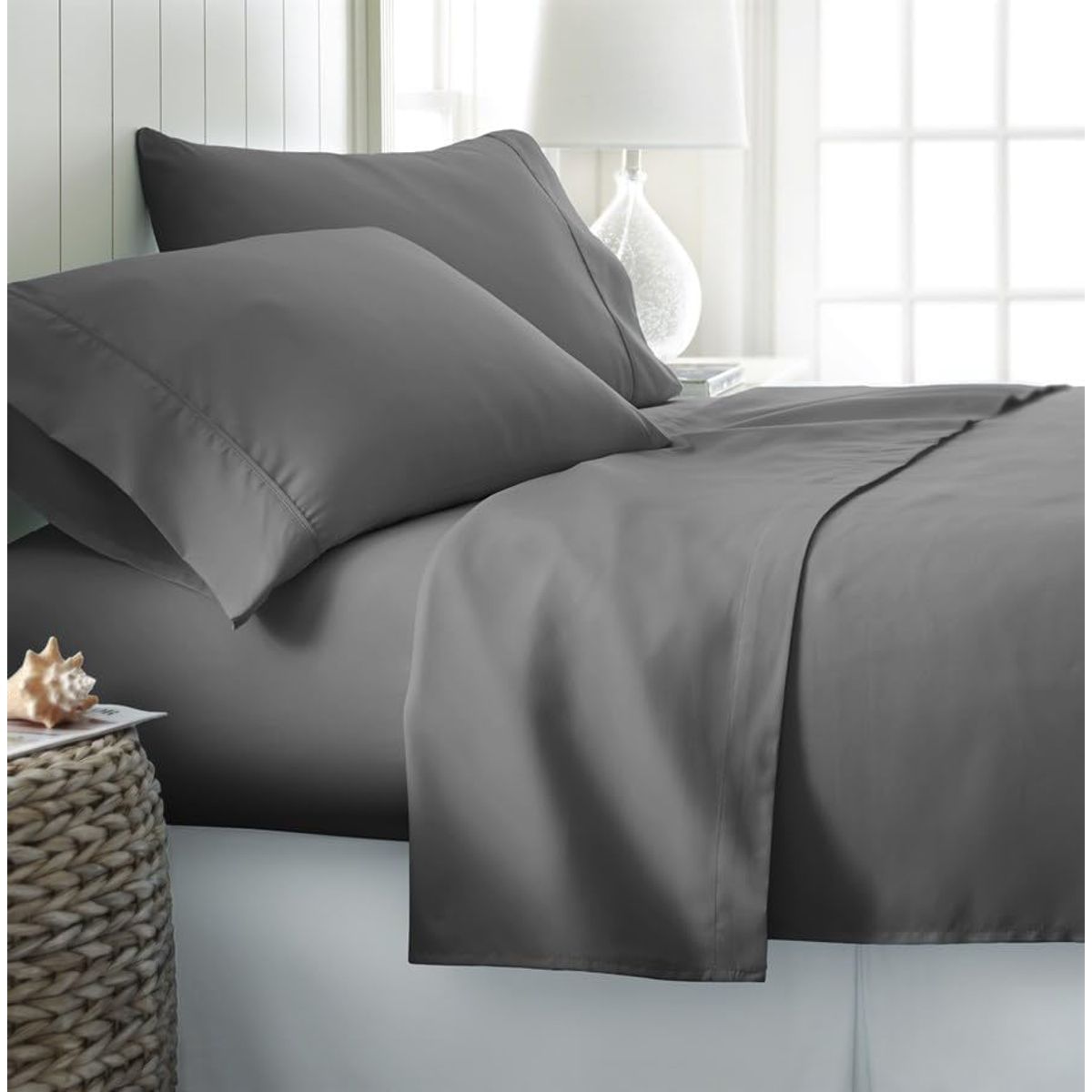 300 Thread Count 100% Cotton 4-Piece Sheet Set - Gray / Full Size