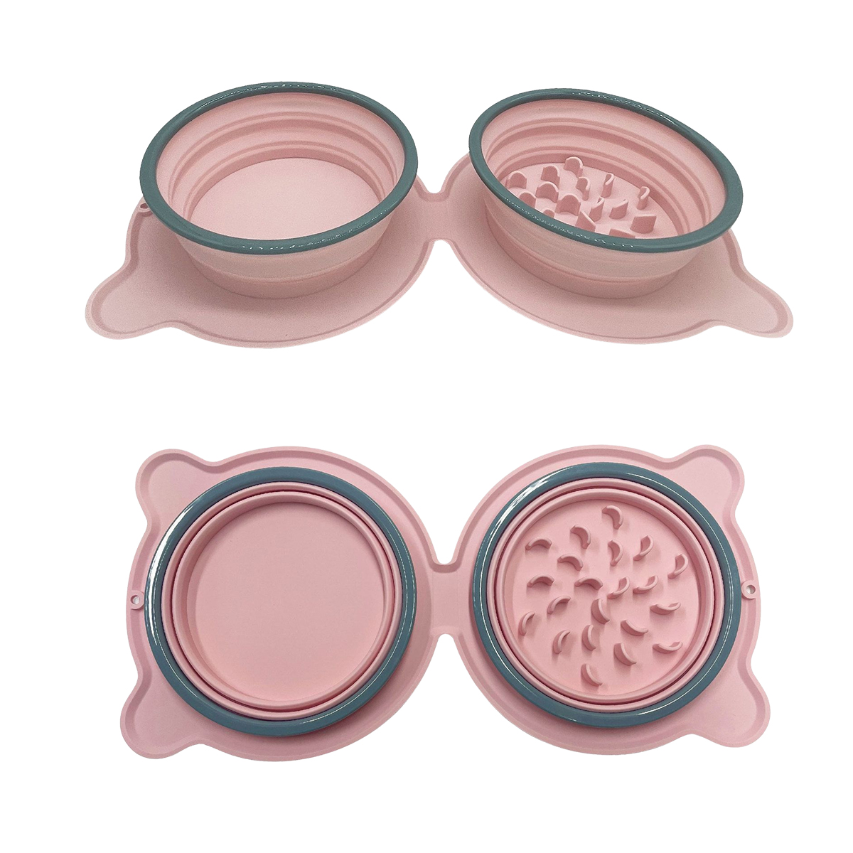 Pet Folding Silicone Bowl - Pink
