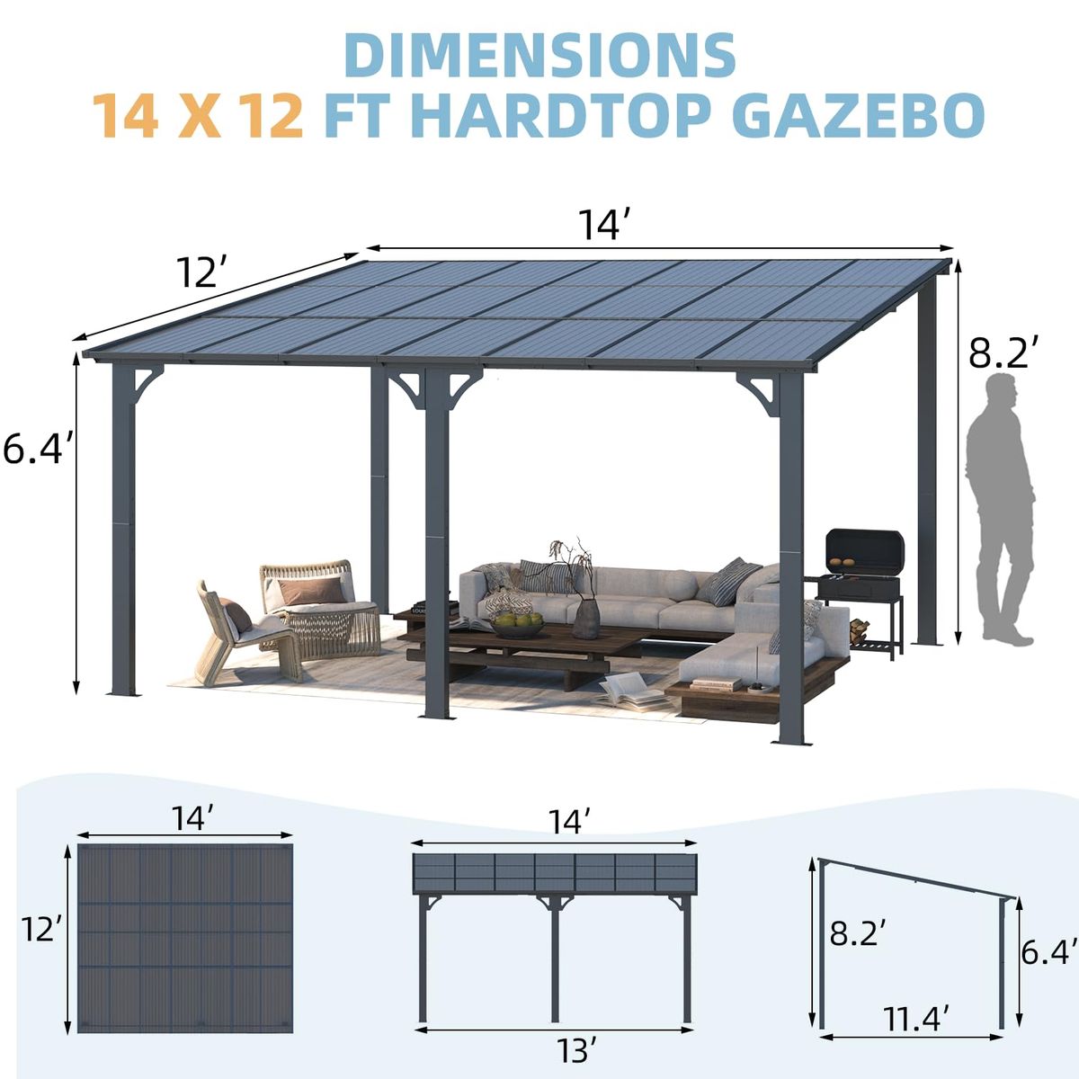 Outdoor Patio Gazebo - 14' x 12'