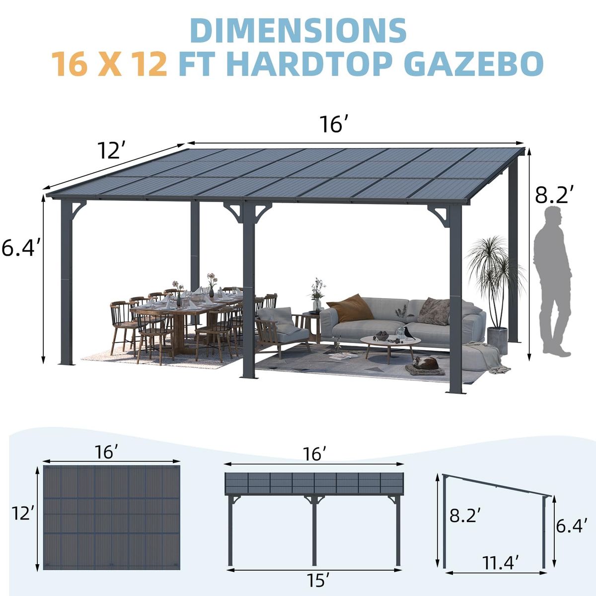 Outdoor Patio Gazebo - 16' x 12'