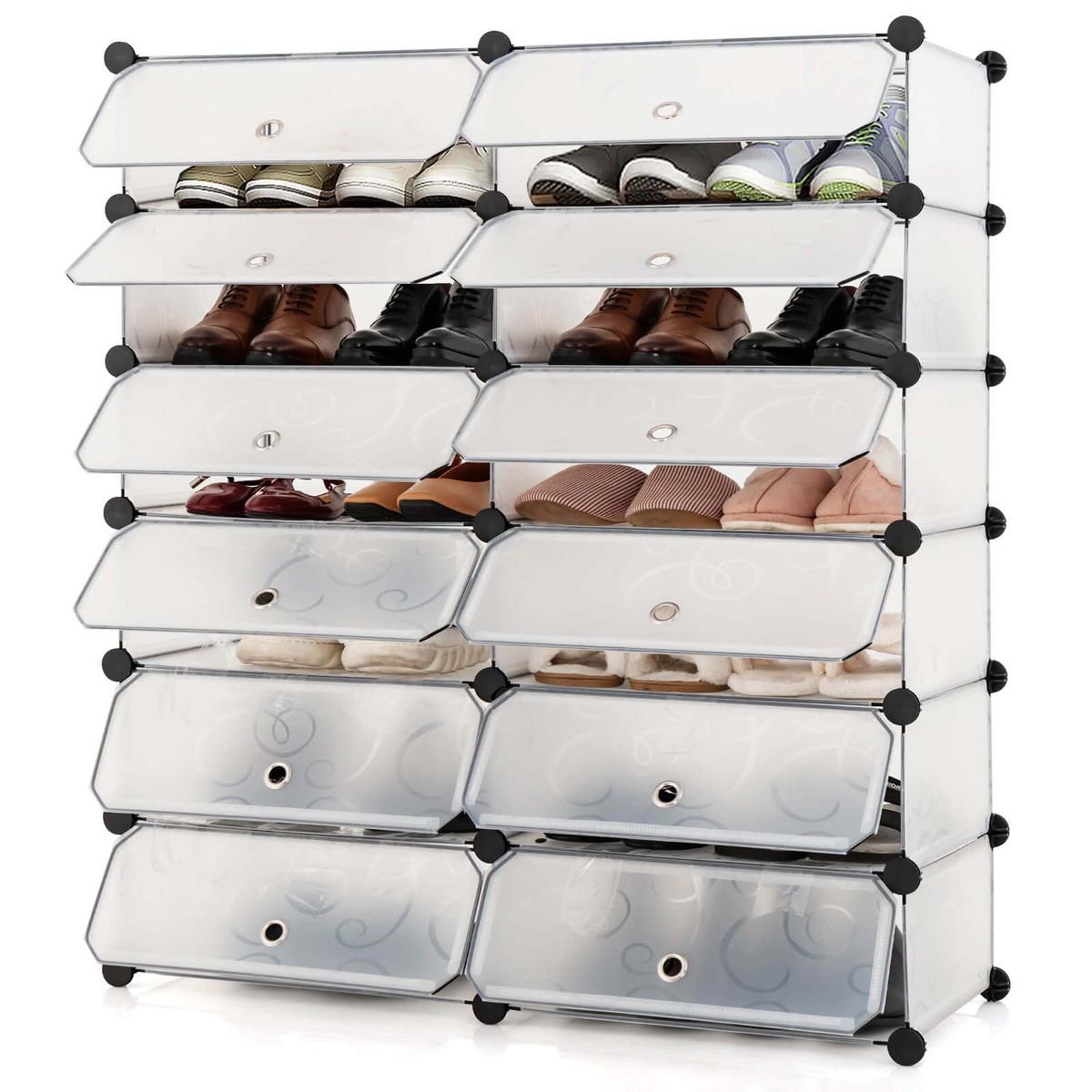 12-Cube DIY Portable Plastic Shoe Rack - White