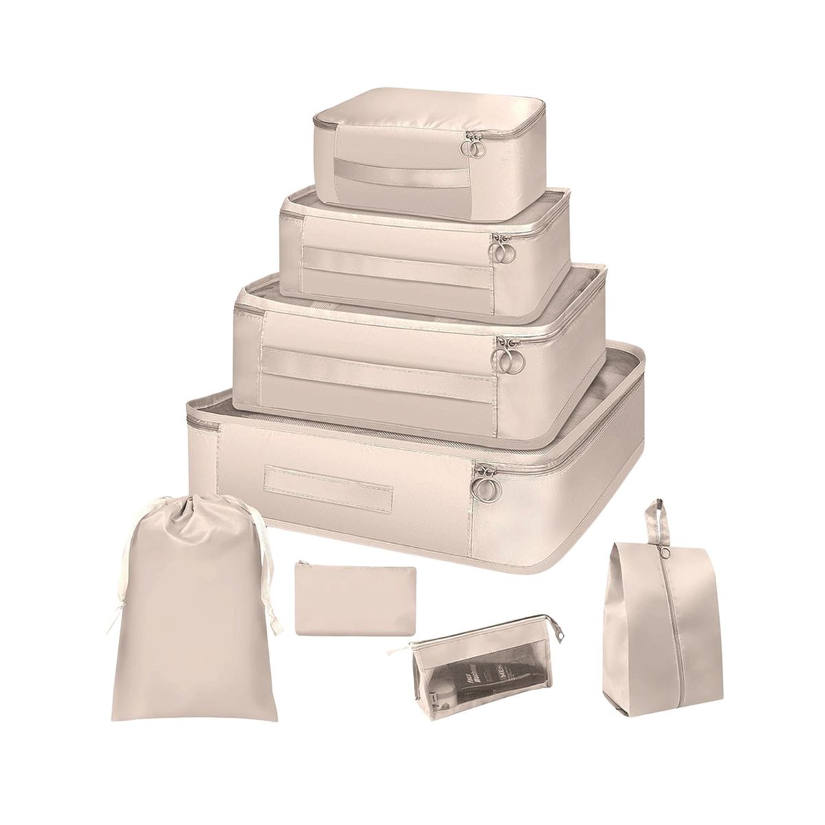 Lightweight Packing Cube for Suitcases (Set of 8) - Nude