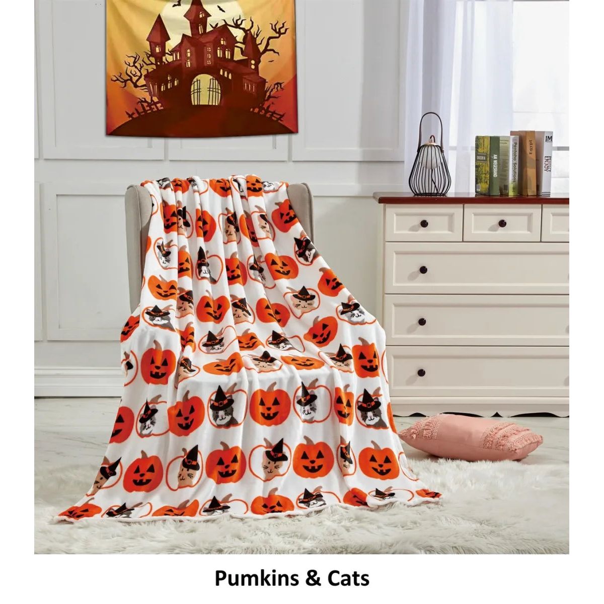 Halloween 50 x 60 Throw Blankets - Pumkins & Cats
