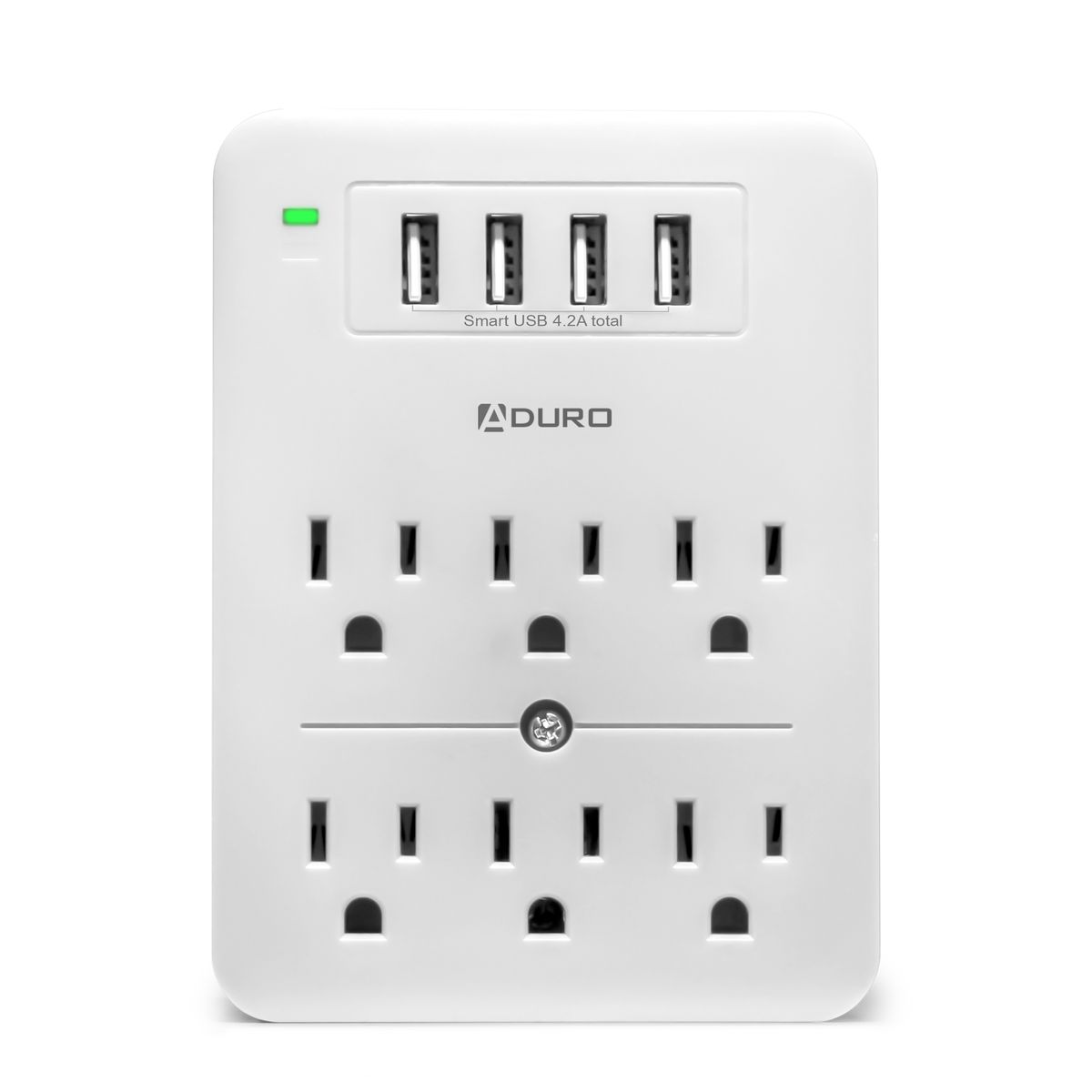 Aduro Surge Multi-Charging Station with 6 Outlets & 4 USB Ports - Surge w/ 6 Outlets & 4 USB Ports White