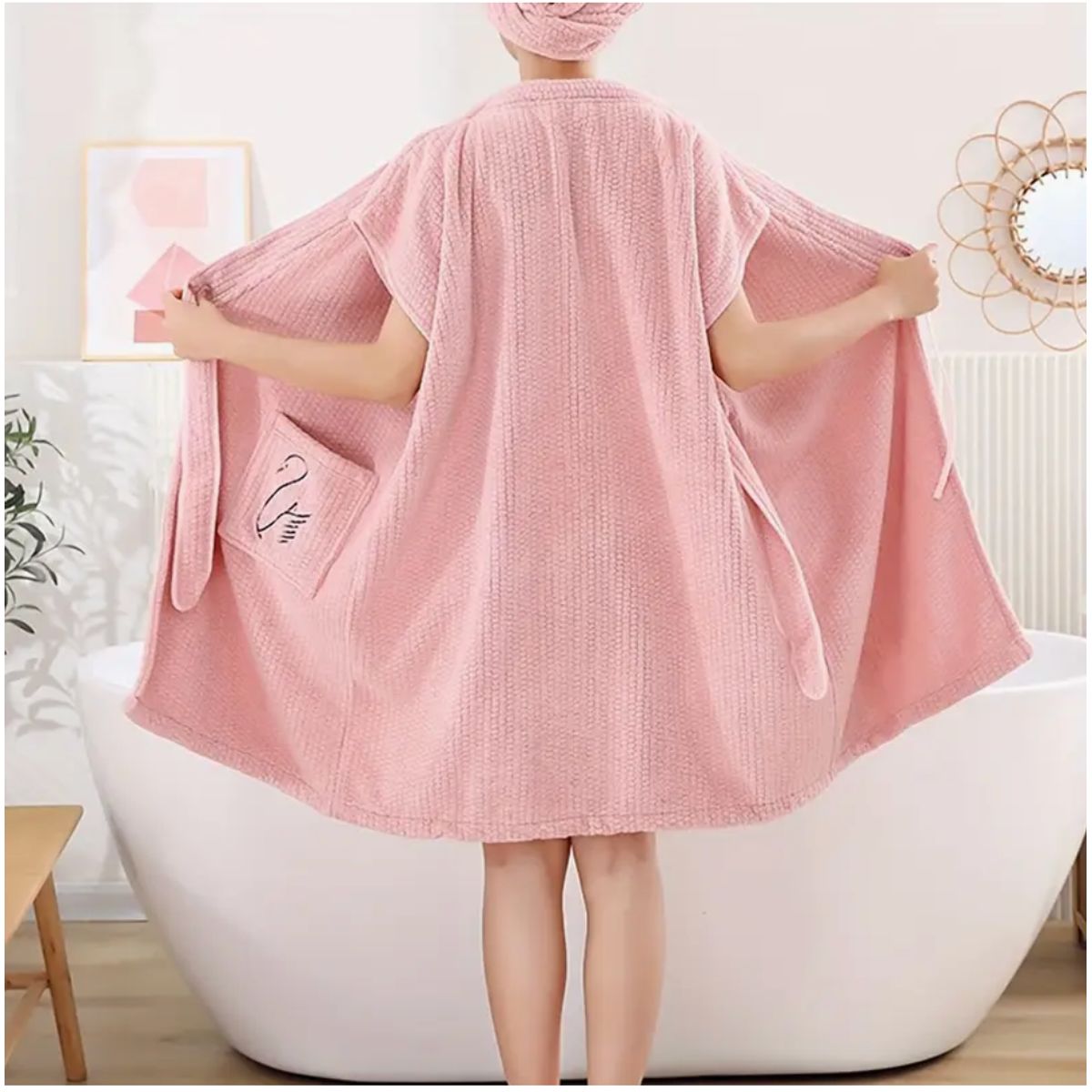 Microfiber Bathrobe Kimono - Rose