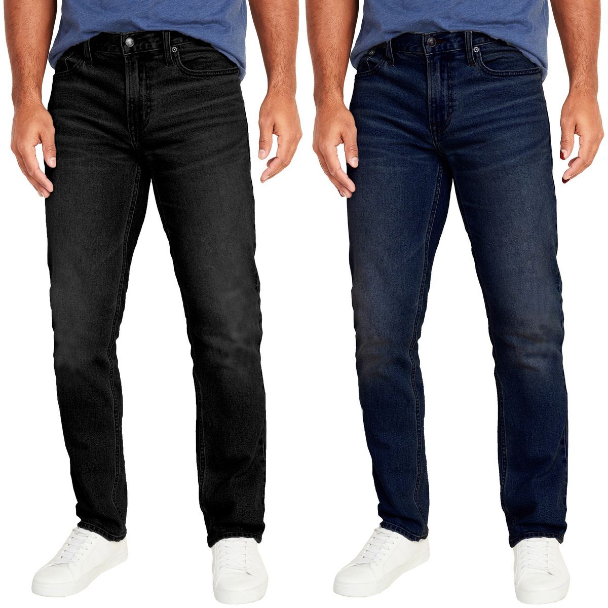 Men's Flex-Stretch Slim Straight Jeans with 31-Inch Inseam (1 or 2-Pair) - MBJ-Jeans / BK-DB / 30