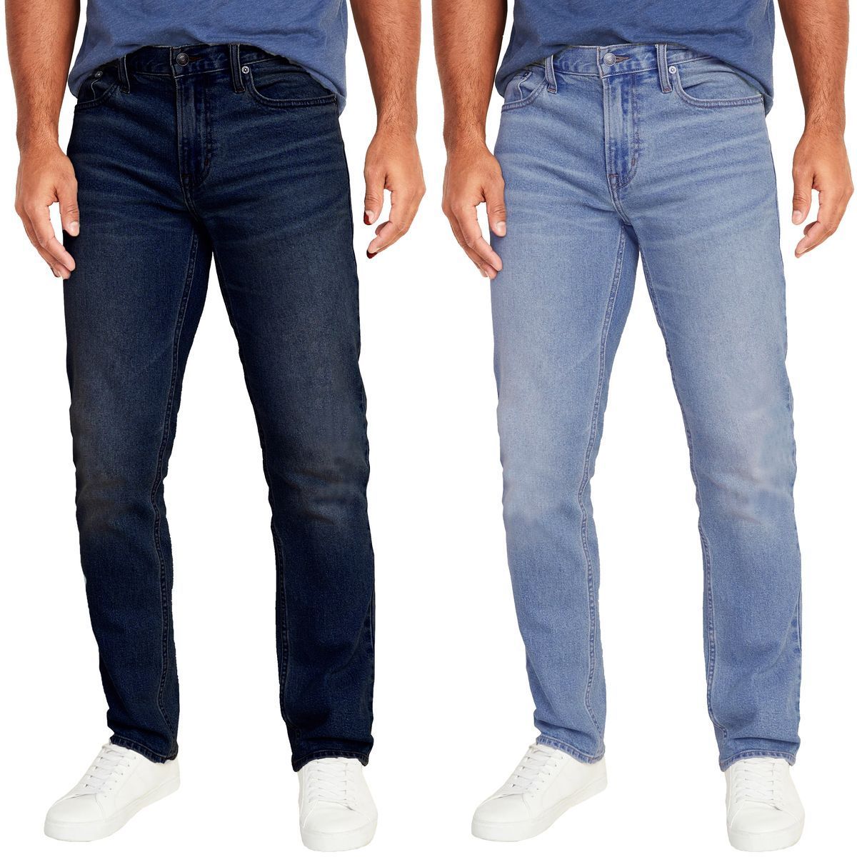 Men's Flex-Stretch Slim Straight Jeans with 31-Inch Inseam (1 or 2-Pair) - MBJ-Jeans / DB-LB / 32