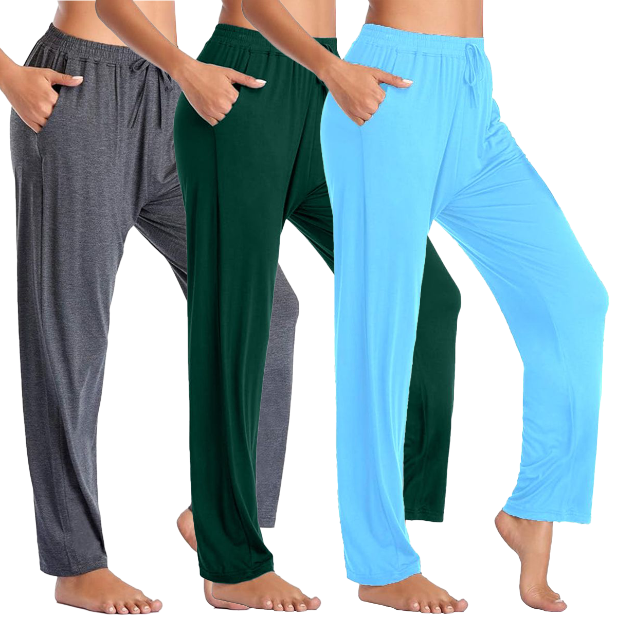 Women's Loose-Fit Lounge Pants (1- or 3-Pack) - MLPJ-700 - CH-HT-BL-3XL