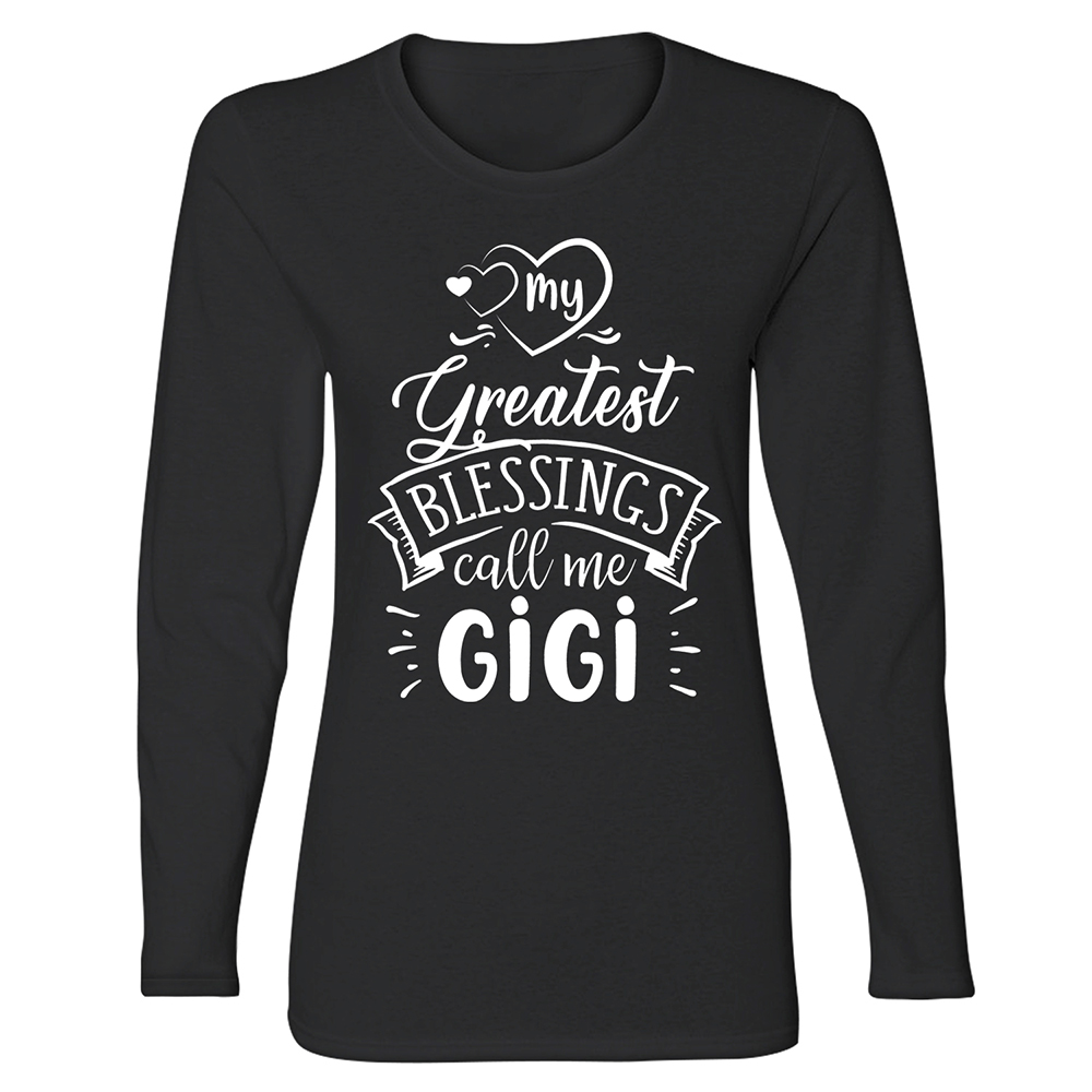 Greatest Blessings Mother's Day Long Sleeve Shirt - Blessings Gigi - Black / S