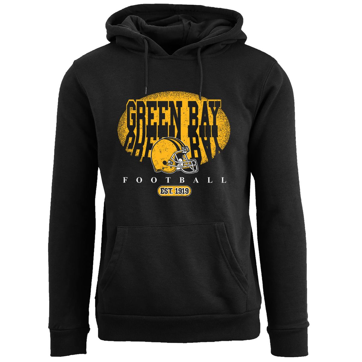 Men's Football Shadow Pullover Hoodie - Green Bay - Black / S