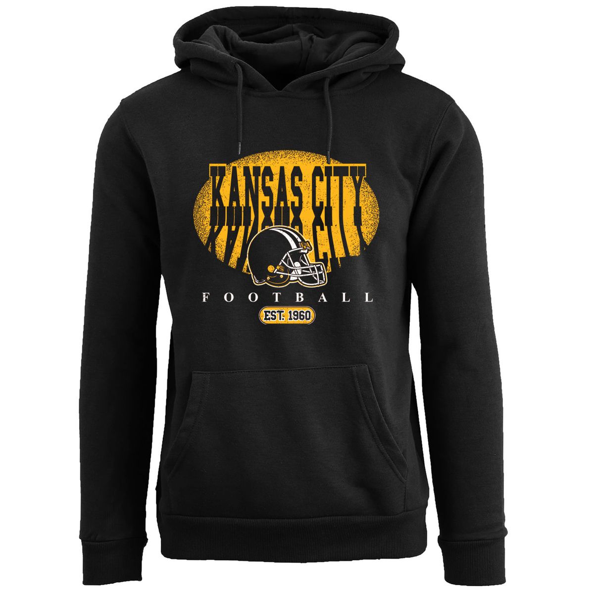 Men's Football Shadow Pullover Hoodie - Kansas City - Black / XL