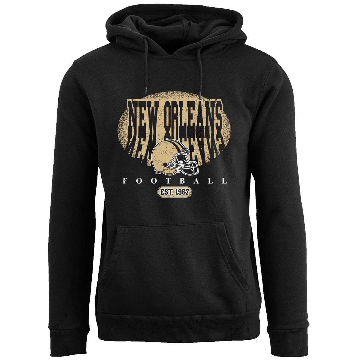 Men's Football Shadow Pullover Hoodie - New Orleans - Black / XL