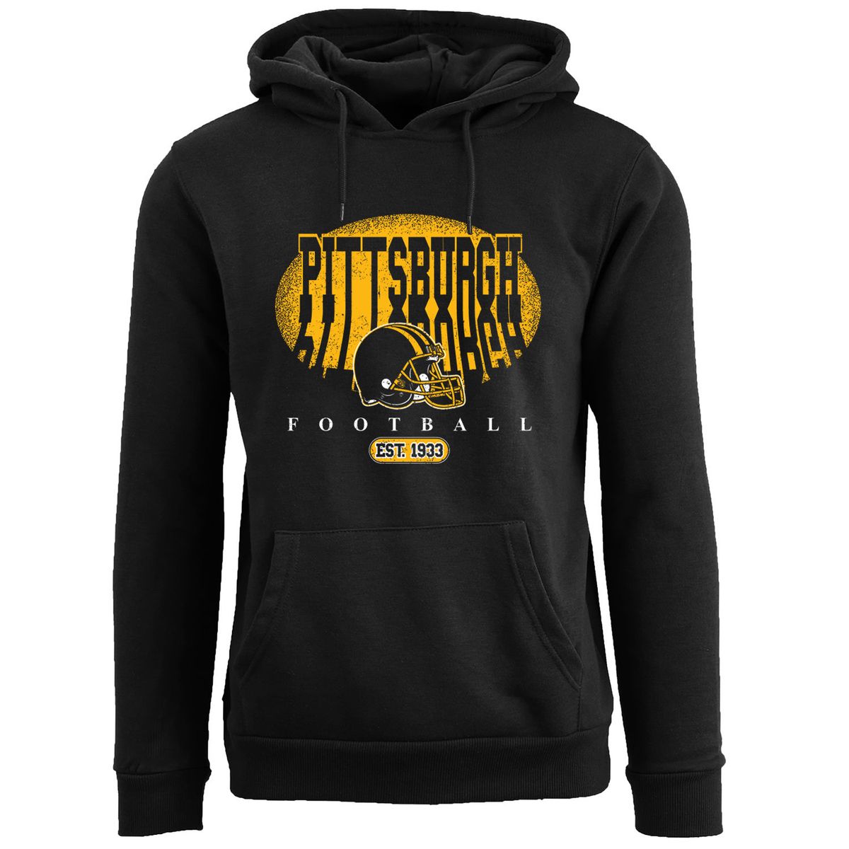 Men's Football Shadow Pullover Hoodie - Pittsburgh - Black / 2XL