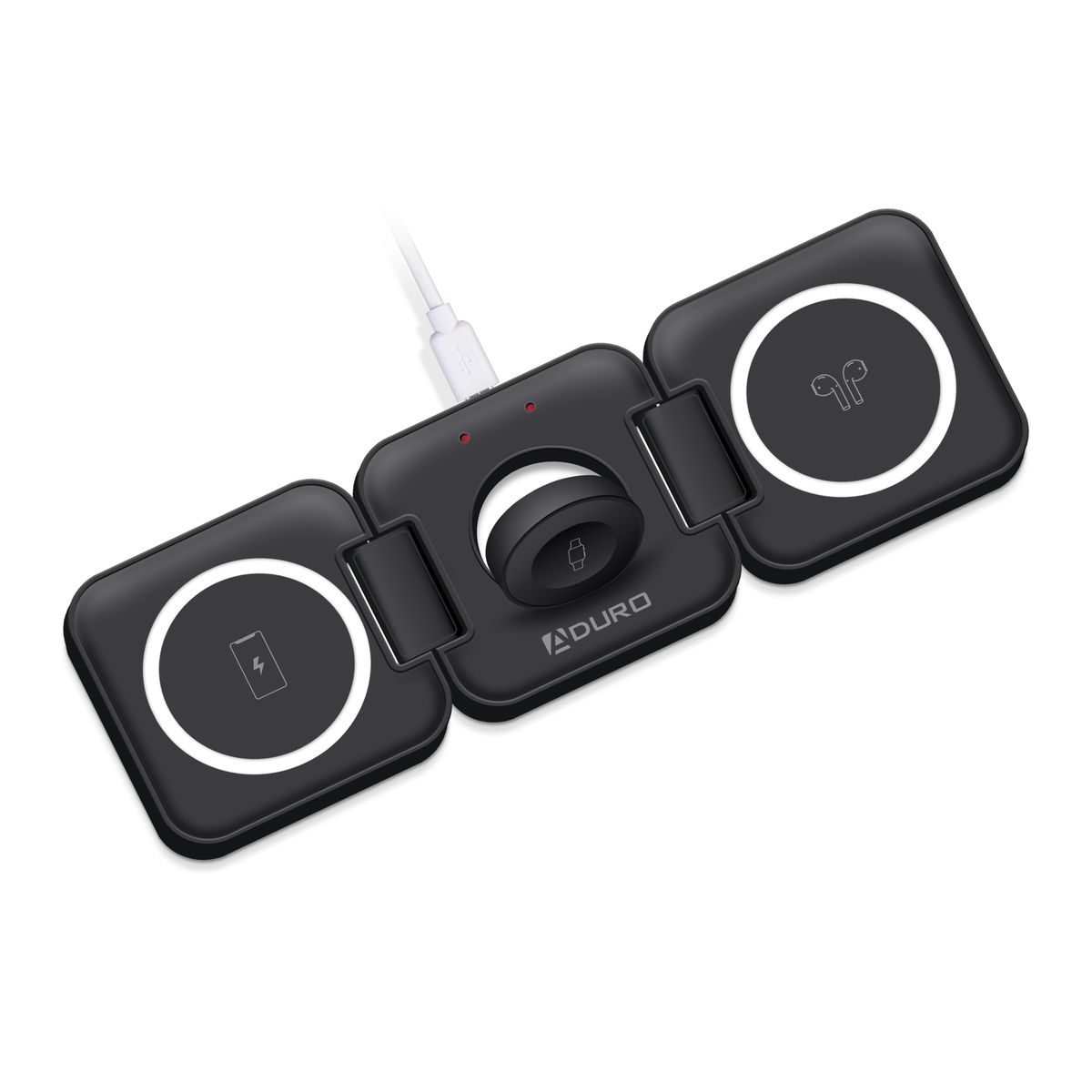 Aduro PowerUp Trinity 3-in-1 Wireless Charging Station for Apple Devices - 3 in 1 Wireless Charging Station Black