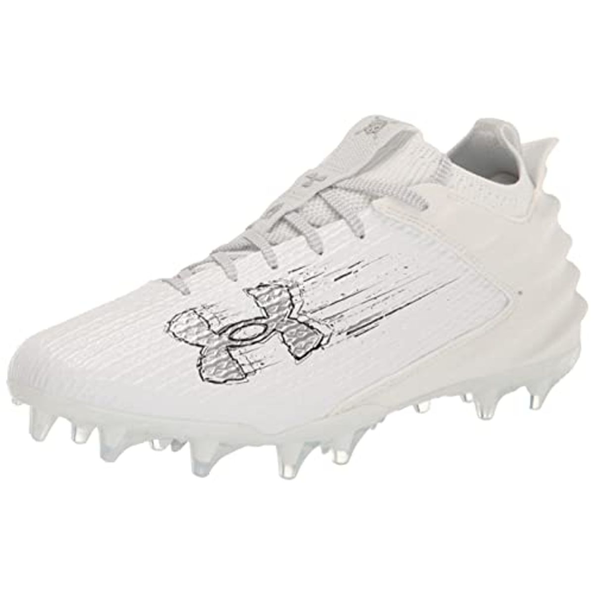 Under Armour Men's Blur Smoke 2.0 Molded Football Cleats - White/White/Silver- 8.5