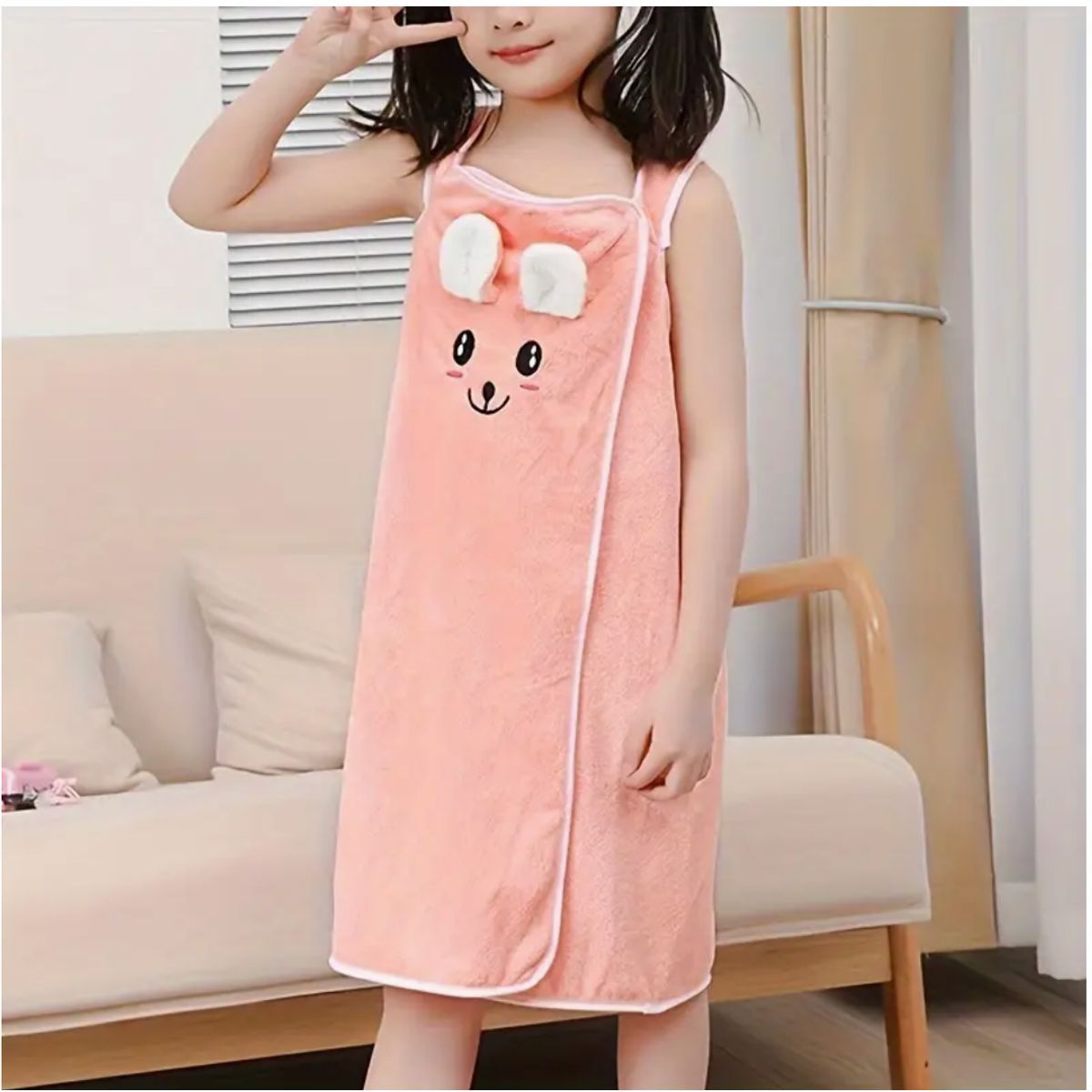Kids' Rabbit Ears Bath Towel Wrap - Rose