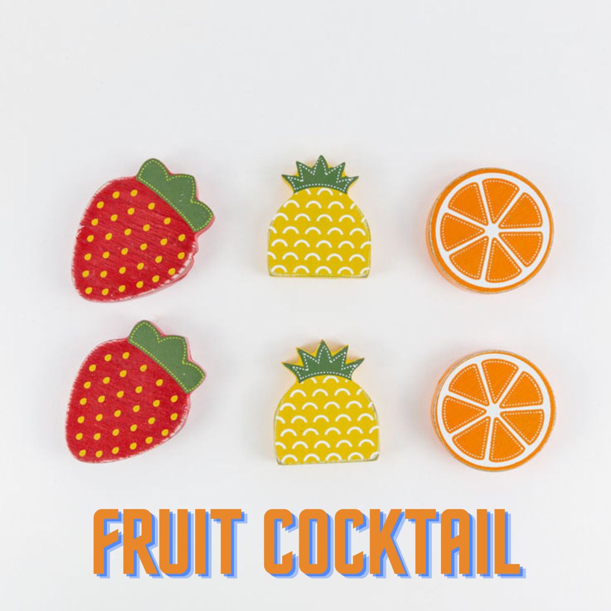 Chunky-Shaped Wooden Refrigerator Magnets (Set of 6) - Fruit Cocktail