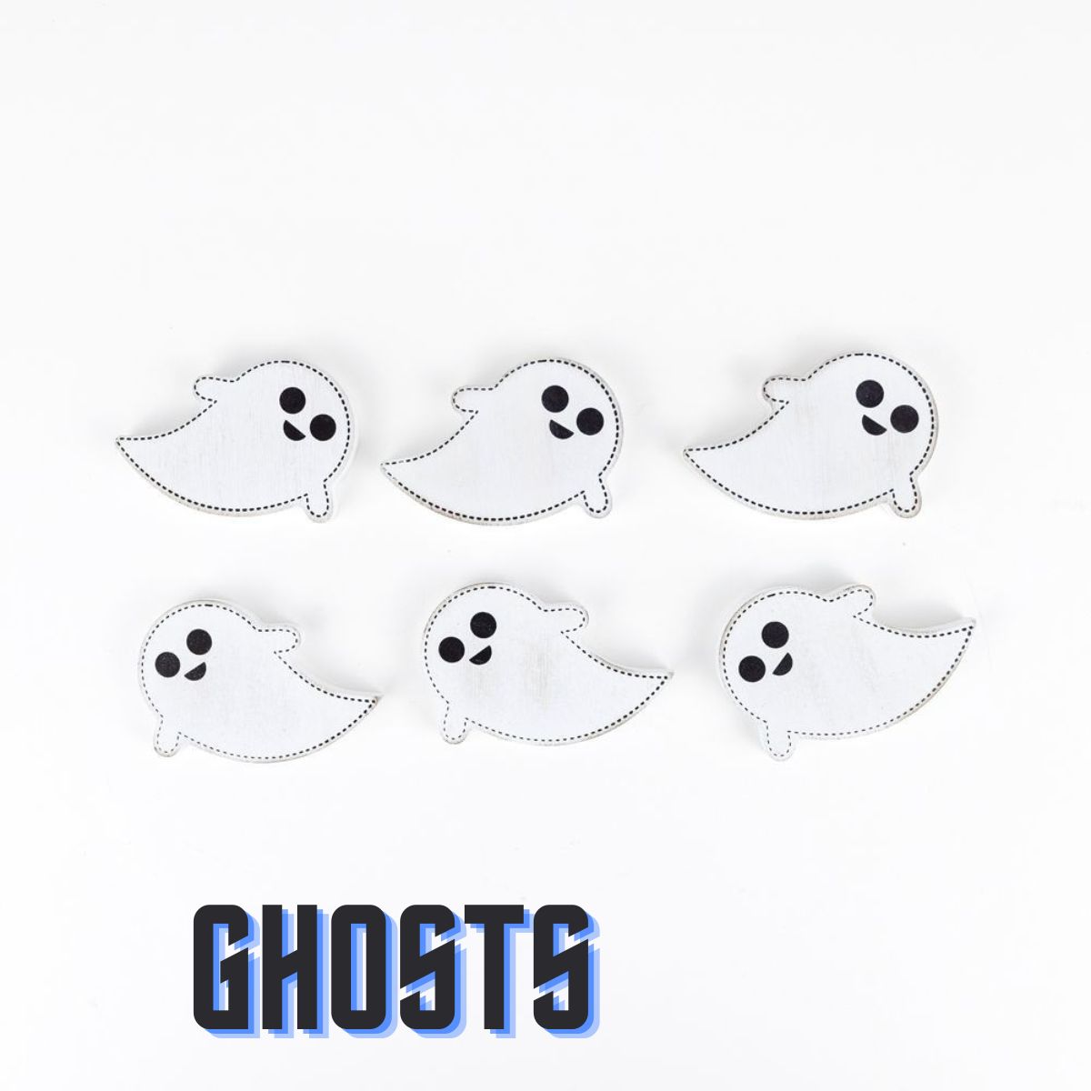 Chunky-Shaped Wooden Refrigerator Magnets (Set of 6) - Ghosts