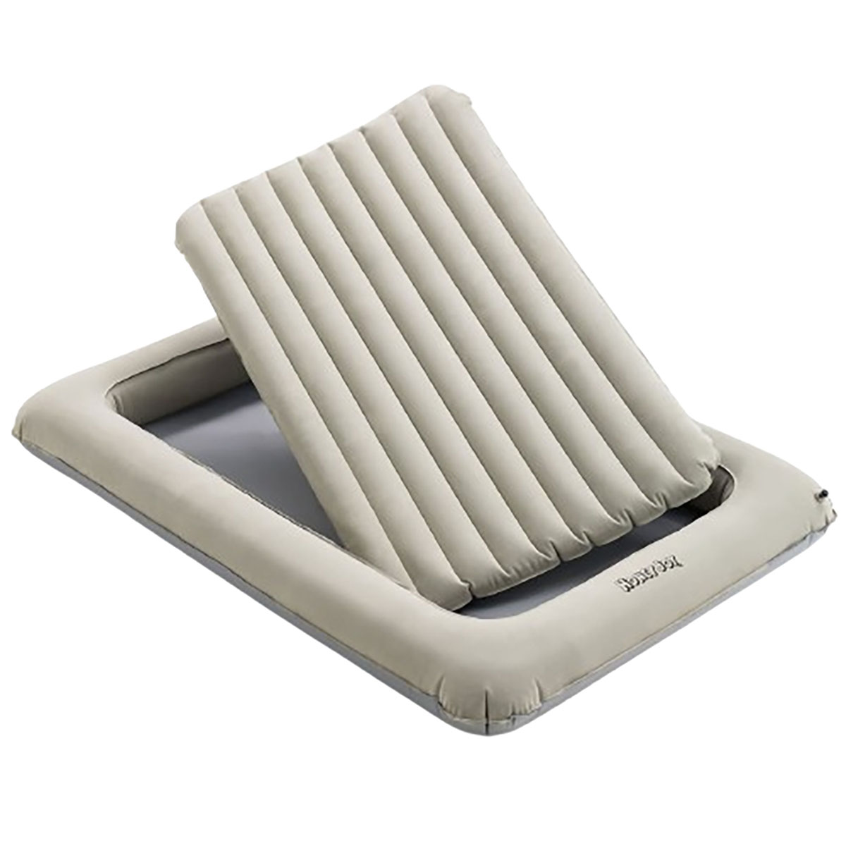 Inflatable Toddler Travel Bed with Electric Pump & Raised Bed Rails - Double-sided Mattress-Gray