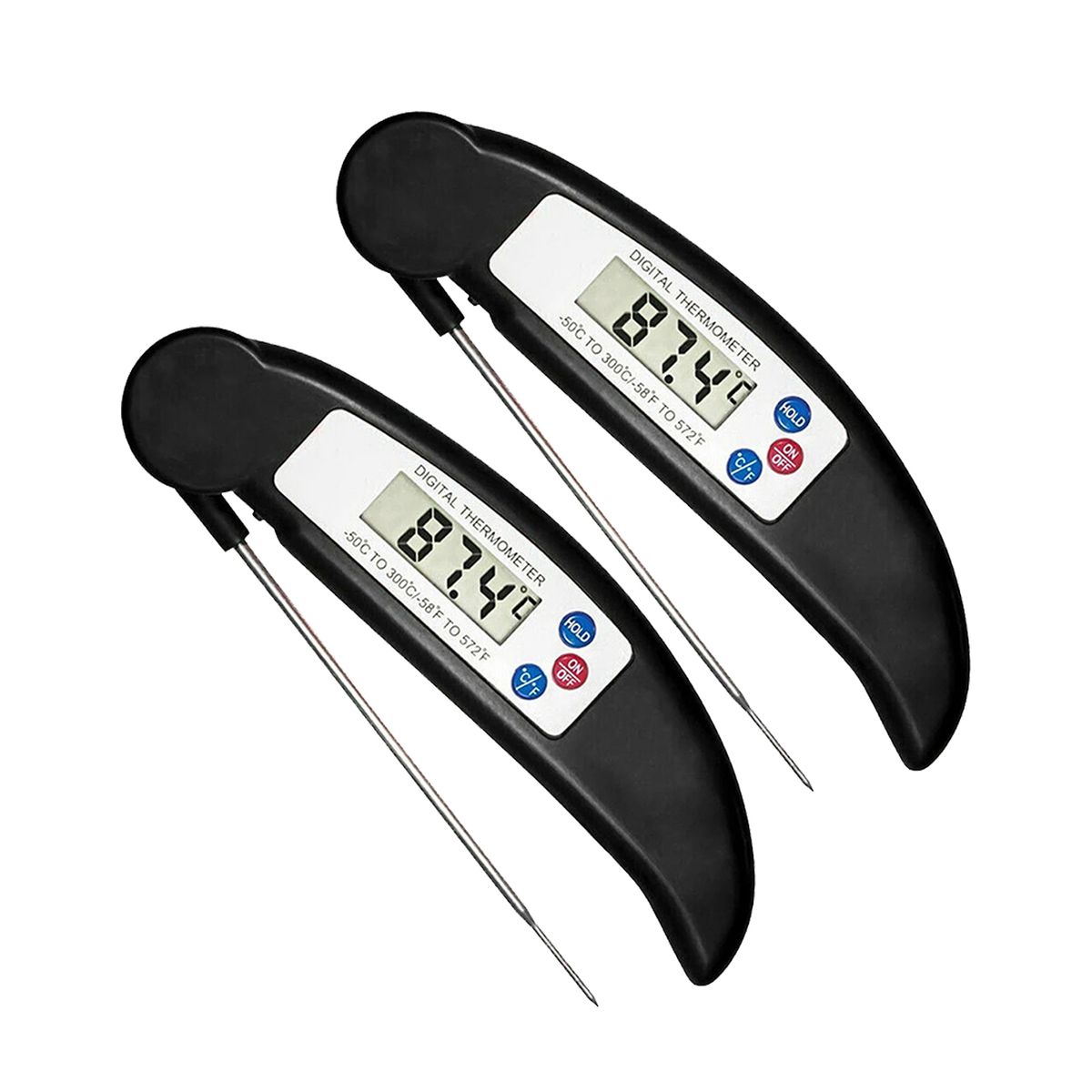ProThermo Instant-Read Digital Meat and Poultry Thermometer (2-Pack) - Black
