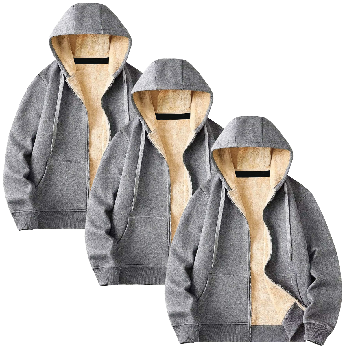 Men's Heavyweight Sherpa-Lined Hoodie (1 or 3-Pack) - GBT-1010-LG-LG-LG / 2XL