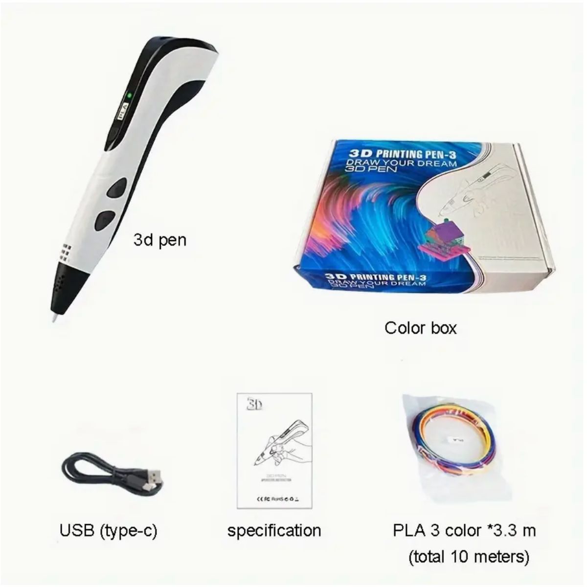 3D Printing Pen with PLA Filament - White