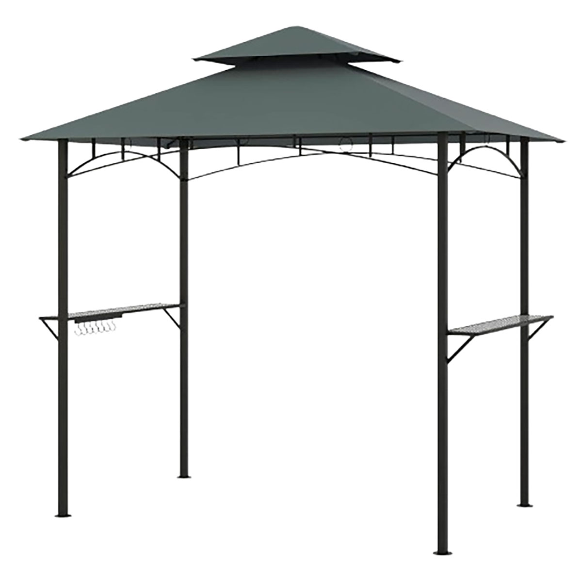 Outdoor Double-Tiered 8 x 5-Foot Grill Gazebo Canopy - Grill Gazebo-Gray