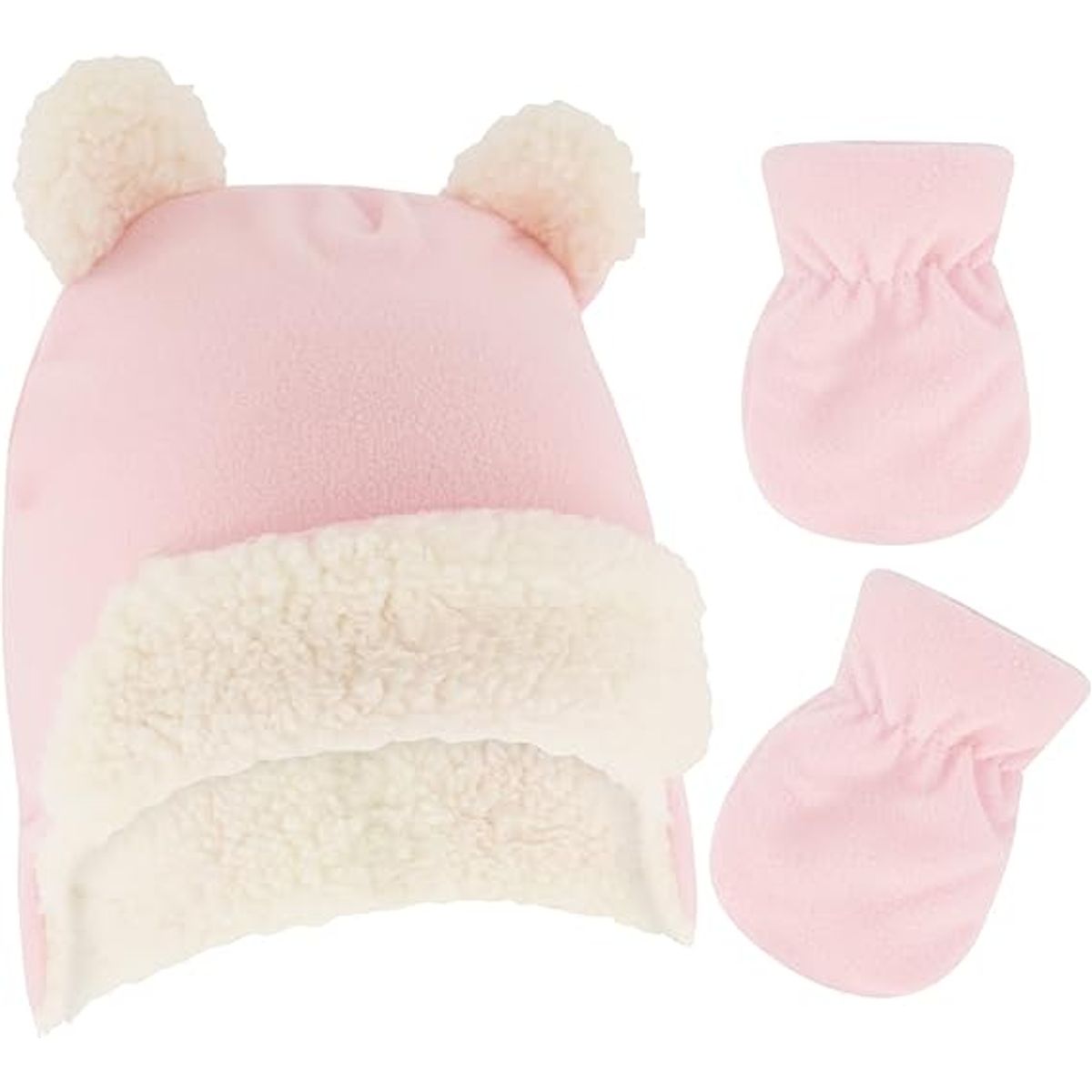 Rising Star Baby Winter Hat and Mittens Set - Infant Winter Hats Mittens Set Pink 0-6