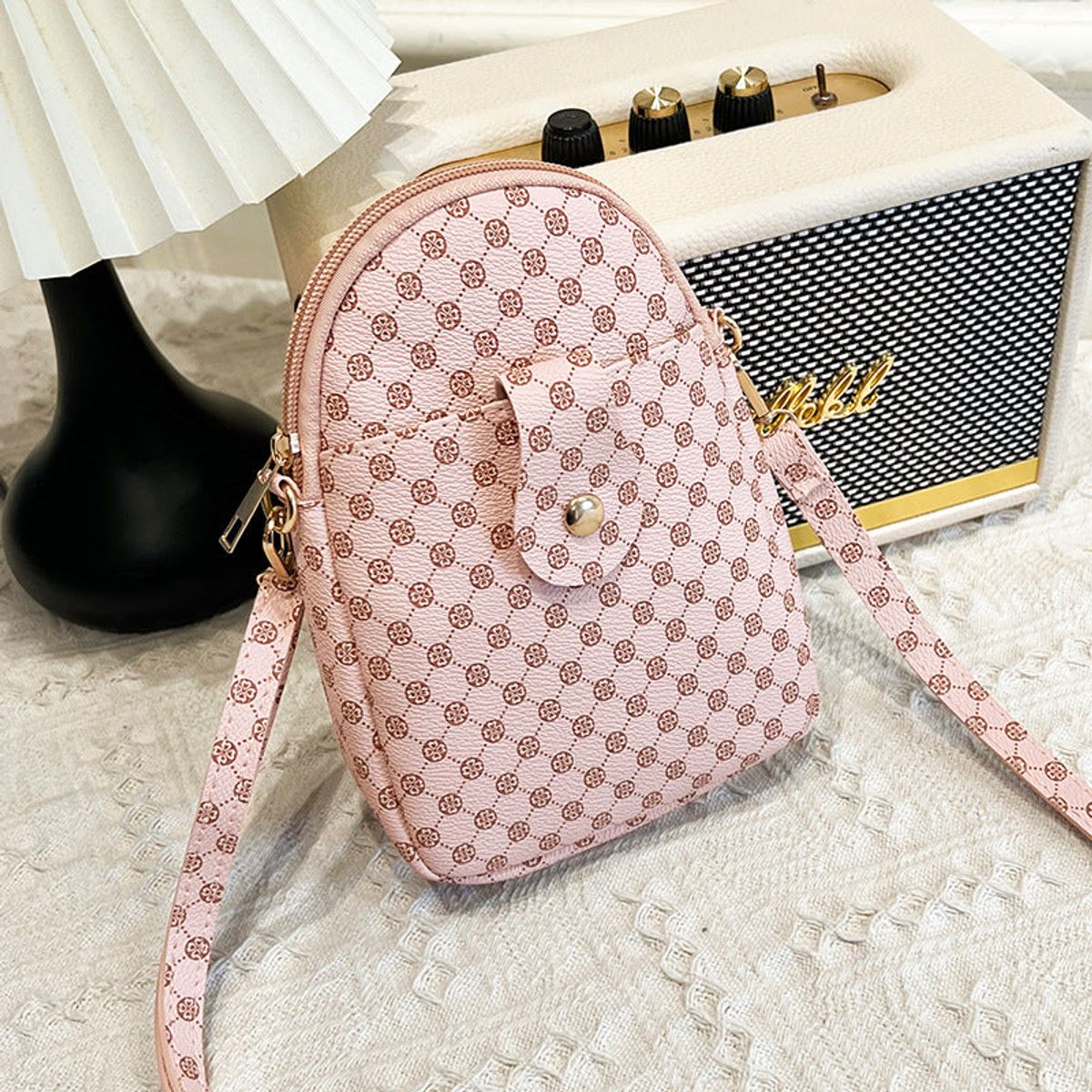 Lior Crossbody Patterned Phone Bag - Pink