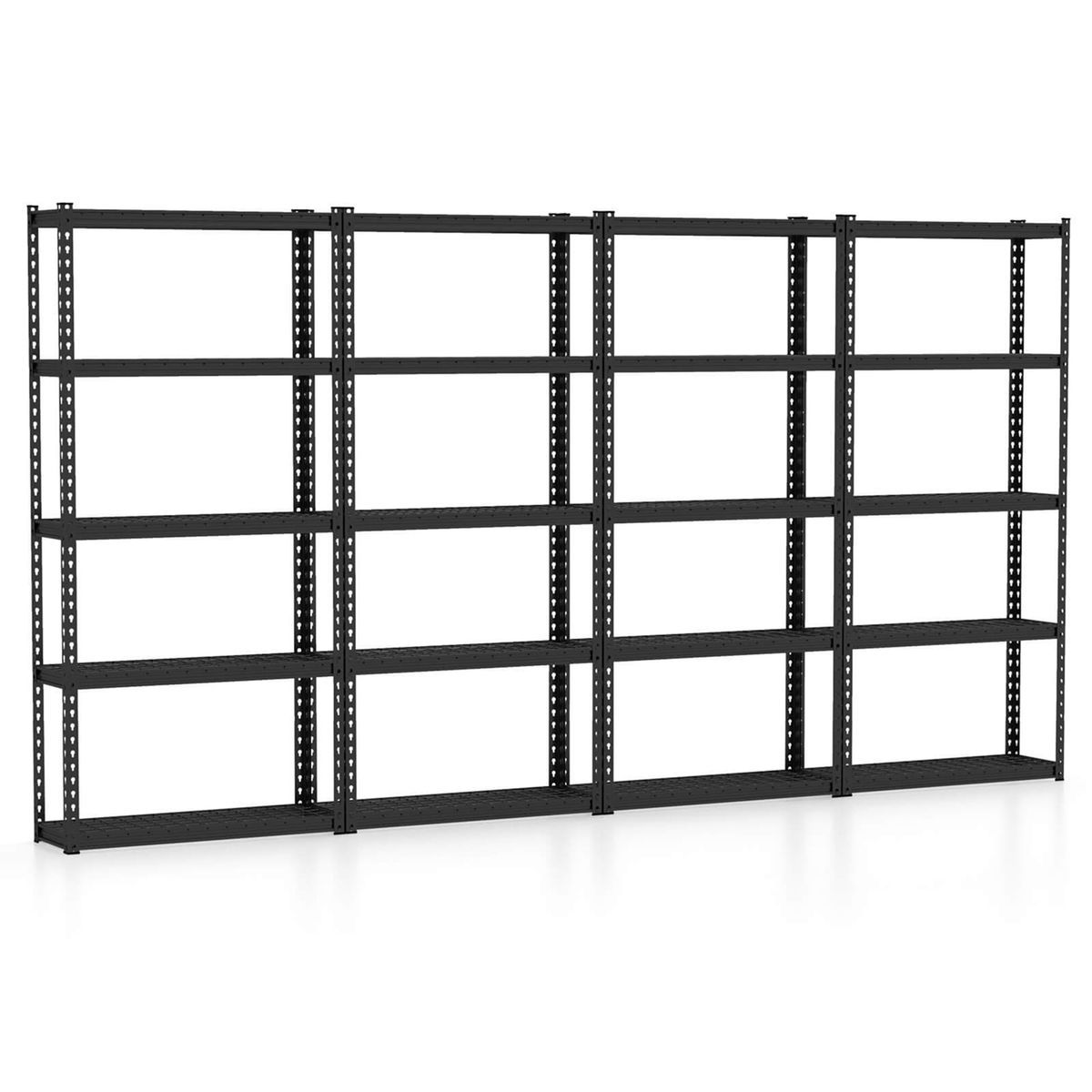 5-Tier Heavy-Duty Shelf Storage (1 to 4-Pack) - Shelf -4 Black