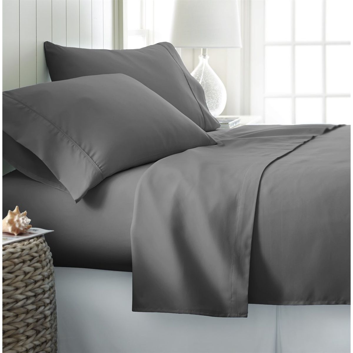 300 Thread Count Cotton Sheet Sets (Full, Queen, and King Sizes) - COTTON SHEET - QUEEN - SILVER GREY