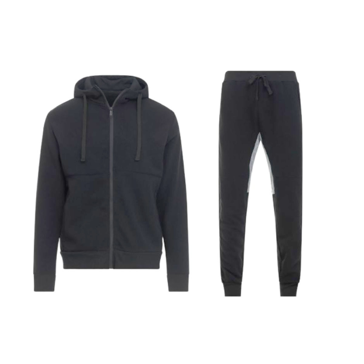 Men's Tech Fleece-Lined Full-Zip Hoodie and Jogger Activewear Set - Black/ Medium