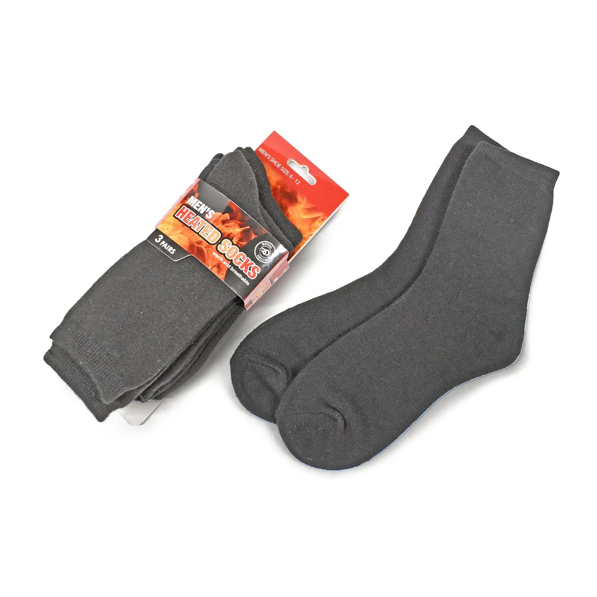 Men's Thermal Socks, Size 6-12 (6-Pair) - Black