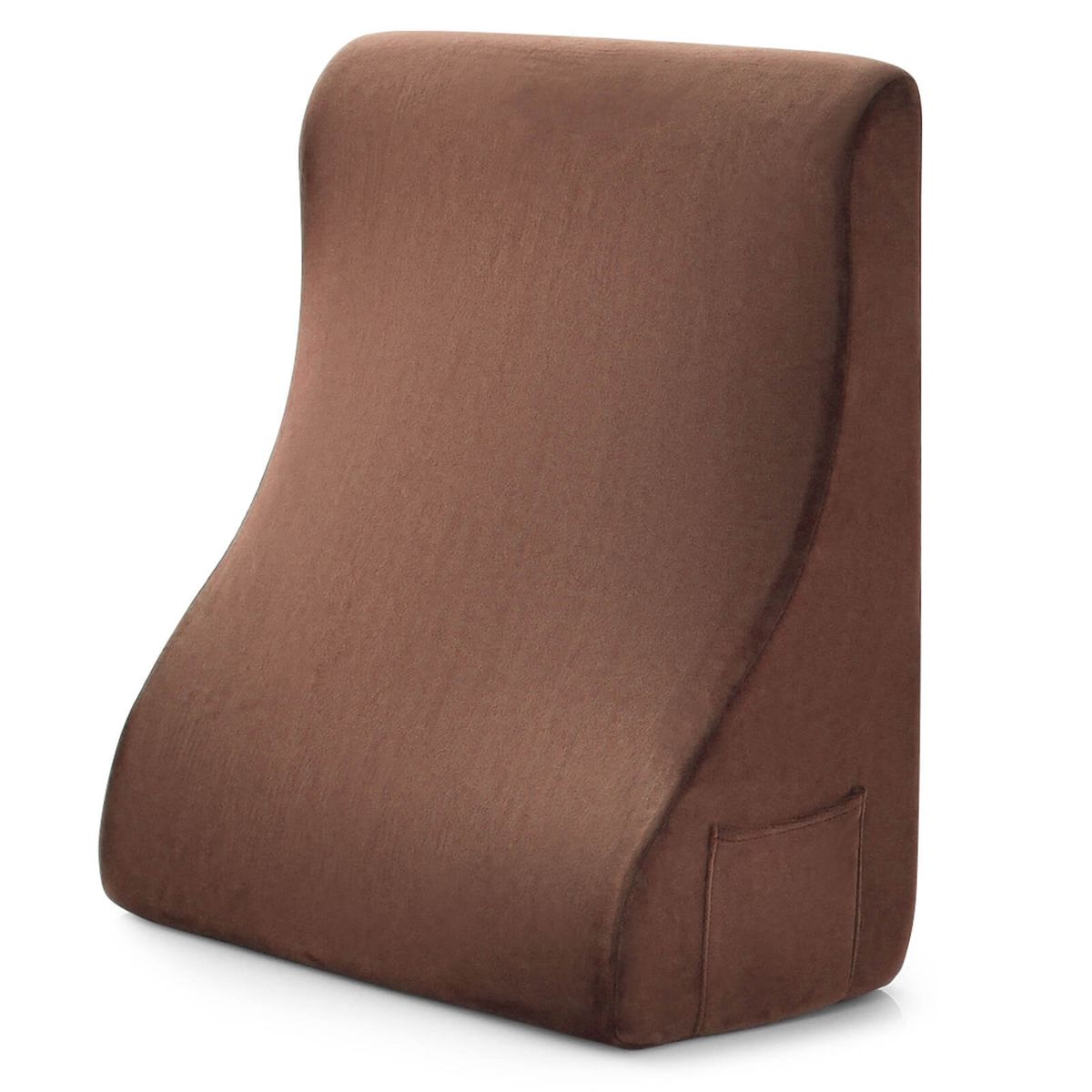 Bed Wedge Pillow with Side Pockets - Bed Wedge Pillow-Brown